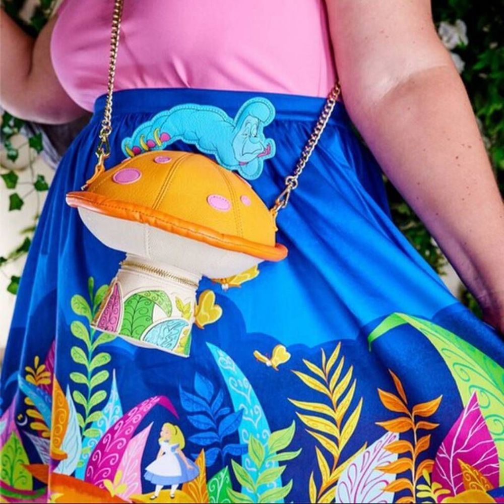Loungefly Stitch Shoppe Disney Alice in Wonderland Caterpillar Mushroom Crossbod - Picture 2 of 9
